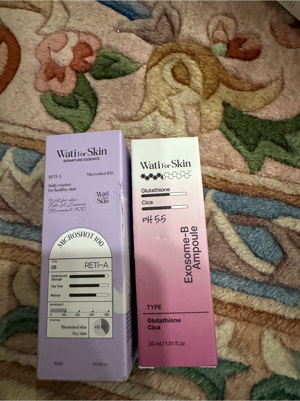 Wati For Skin Exosome-B Ampoule & Reti-A Microshot Duo - Pink & Lavender